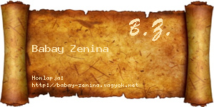 Babay Zenina névjegykártya